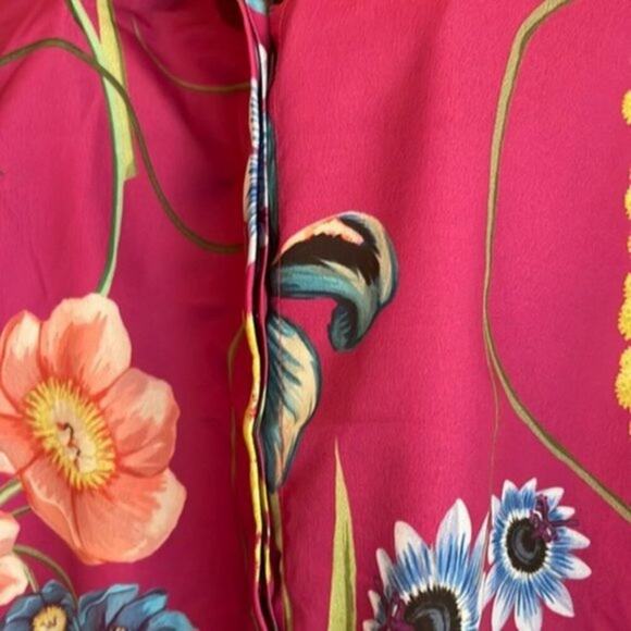 Borgo De Nor Floral blouse with ruffle collar Fuchsia size 8 - Picture 13 of 15